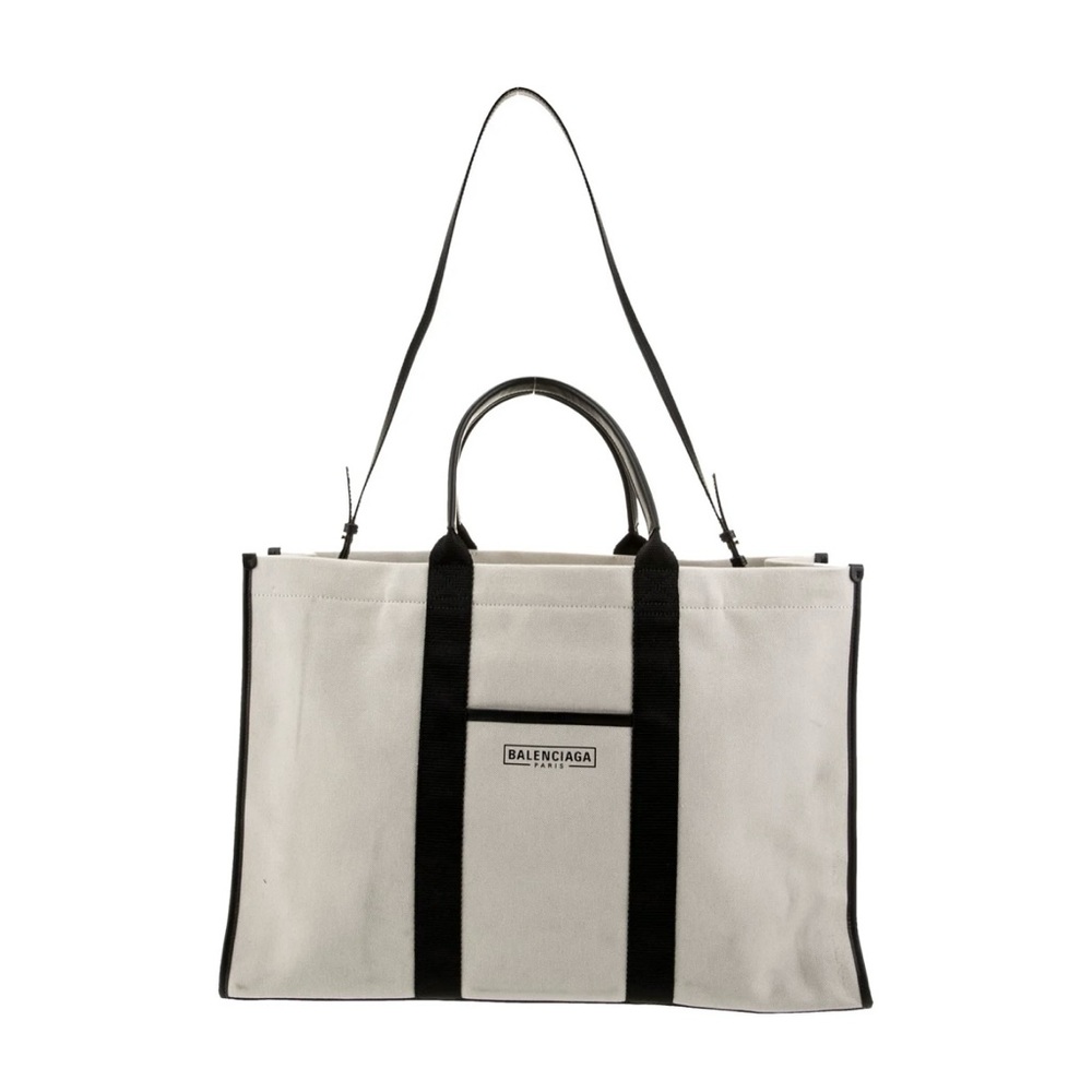 Balenciaga Black and White Canvas Tote